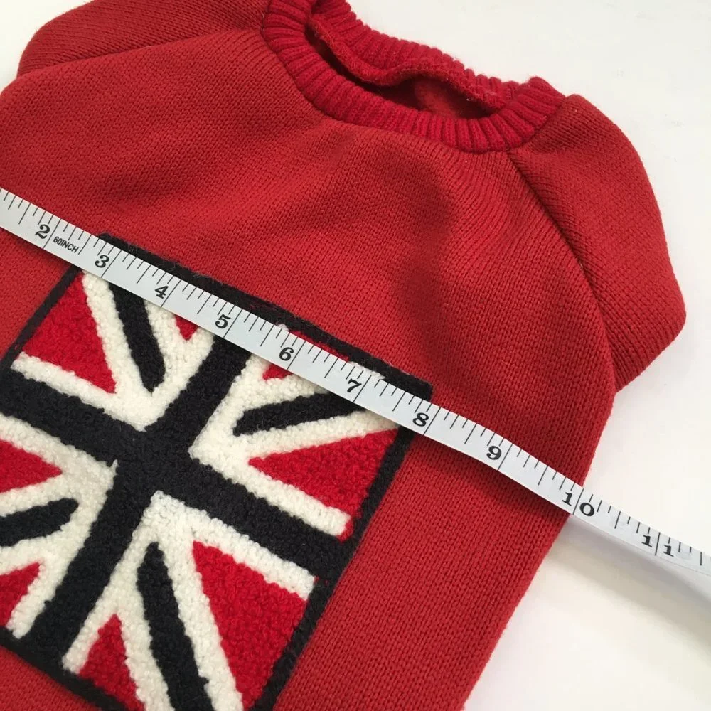 Dog Clothes Red Knit Flag Patch Size XL Made in Korea